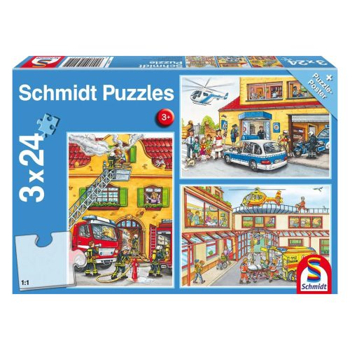  Schmidt Spiele Fire brigade and police, 3x24 db (56215) Gyerek Kirakó