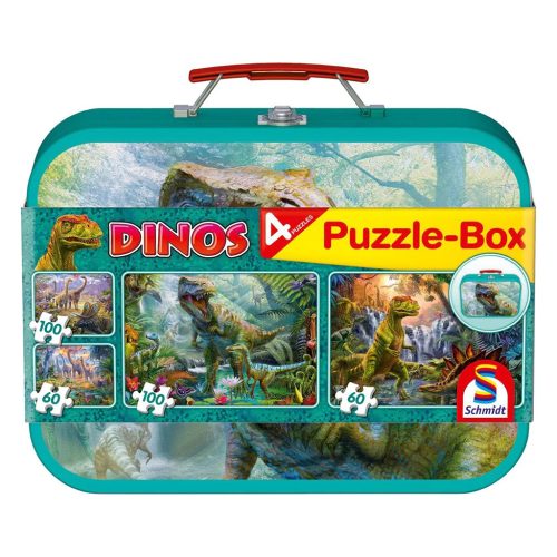  Schmidt Spiele Dinosaurs, Puzzle Box, 2x60, 2x100 db (56495) Gyerek Kirakó