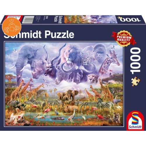 Animals at the waterhole, 1000 db (58356) - Puzzle - Kirakó