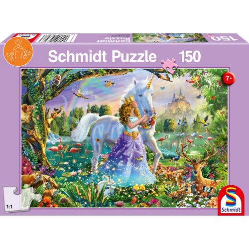 Princess, unicorn and castle, 150 db (56307)  - Puzzle - Kirakó