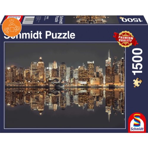 New York Skyline bei Nacht, 1500 db  (58382)  - Puzzle - Kirakó