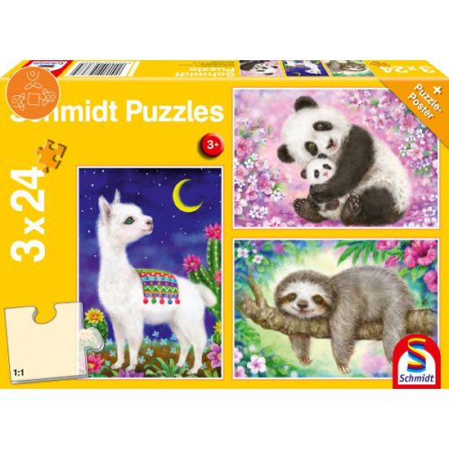 Panda, lama, sloth , 3x24 db (56368) - Puzzle - Kirakó