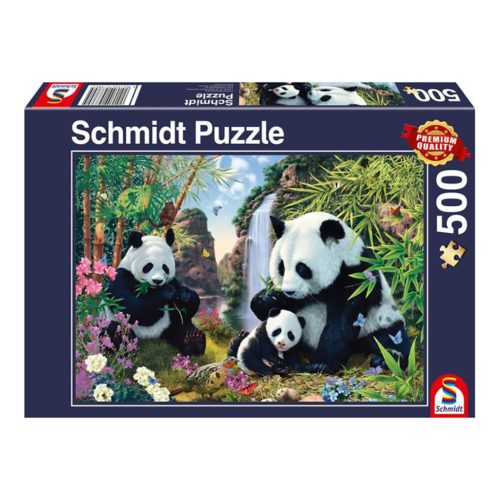  Schmidt Spiele Panda family at the waterfall, 500 db (57380) Kirakó