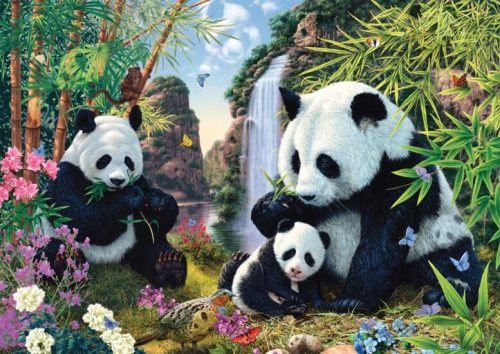 Schmidt Spiele Panda family at the waterfall, 500 db (57380) Kirakó