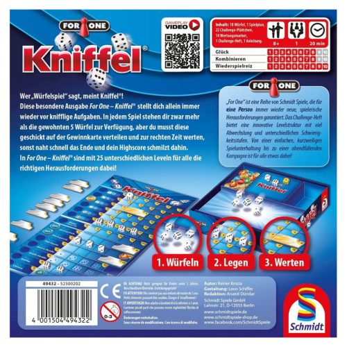 Schmidt Spiele For One, Kniffel® (49432) Társasjáték 