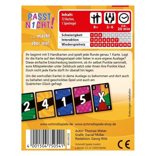 Schmidt Spiele Passt nicht! (75054) Kártyajáték