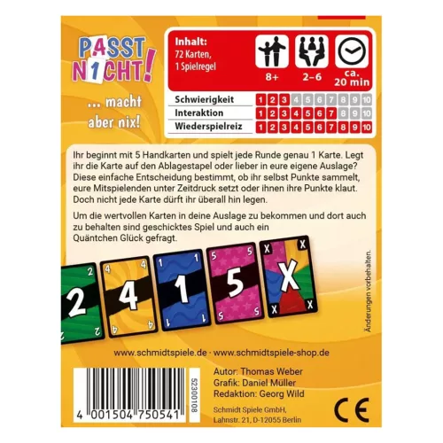  Passt nicht! (75054) Kártyajáték - Schmidt Spiele