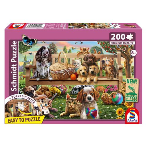 Schmidt Spiele A garden picnic for dogs and cats (56534) Gyerek kirakó 200 db